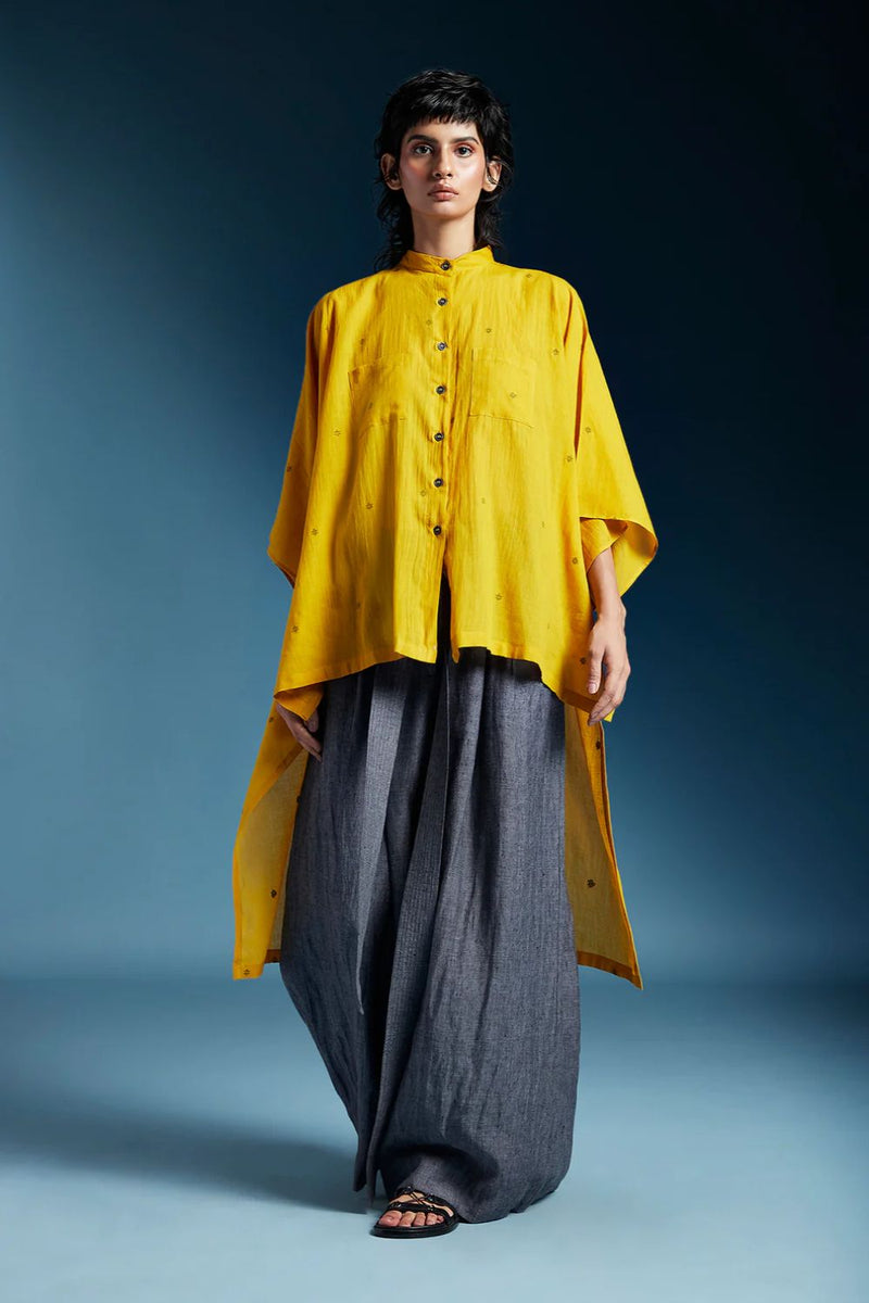 Anya Shirt-Mustard cotton by Chola in mustard color for women in Singapore