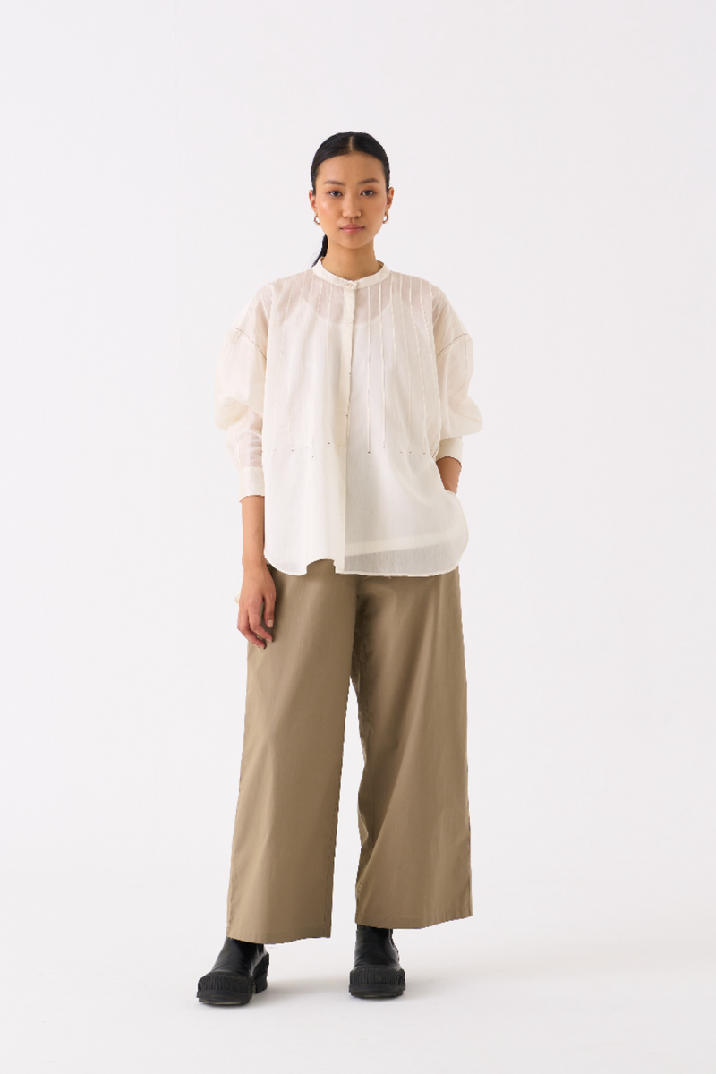 BAT SLEEVE TOP 
- IVORY chanderi by THREE in ivory color for women in Singapore
