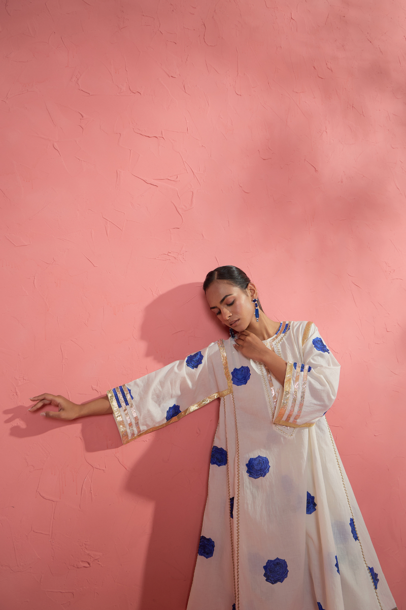 Fi Rose Gota Set cotton cambric light kurta set by AAVIDI in multicolor for women in Singapore