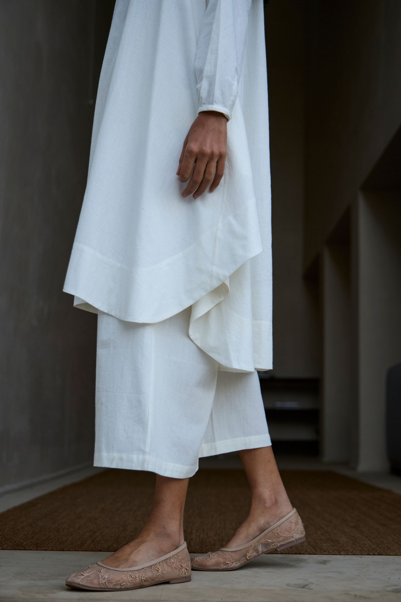 Woodstock Milk Pleated Pants cotton by The Summer House in white color for women in Singapore