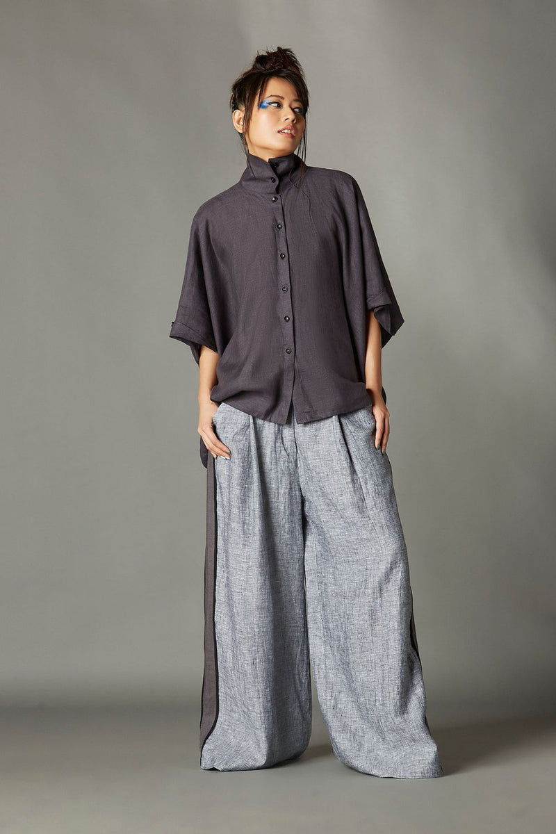 Bennet Shirt linen by Chola in grey color for women in Singapore