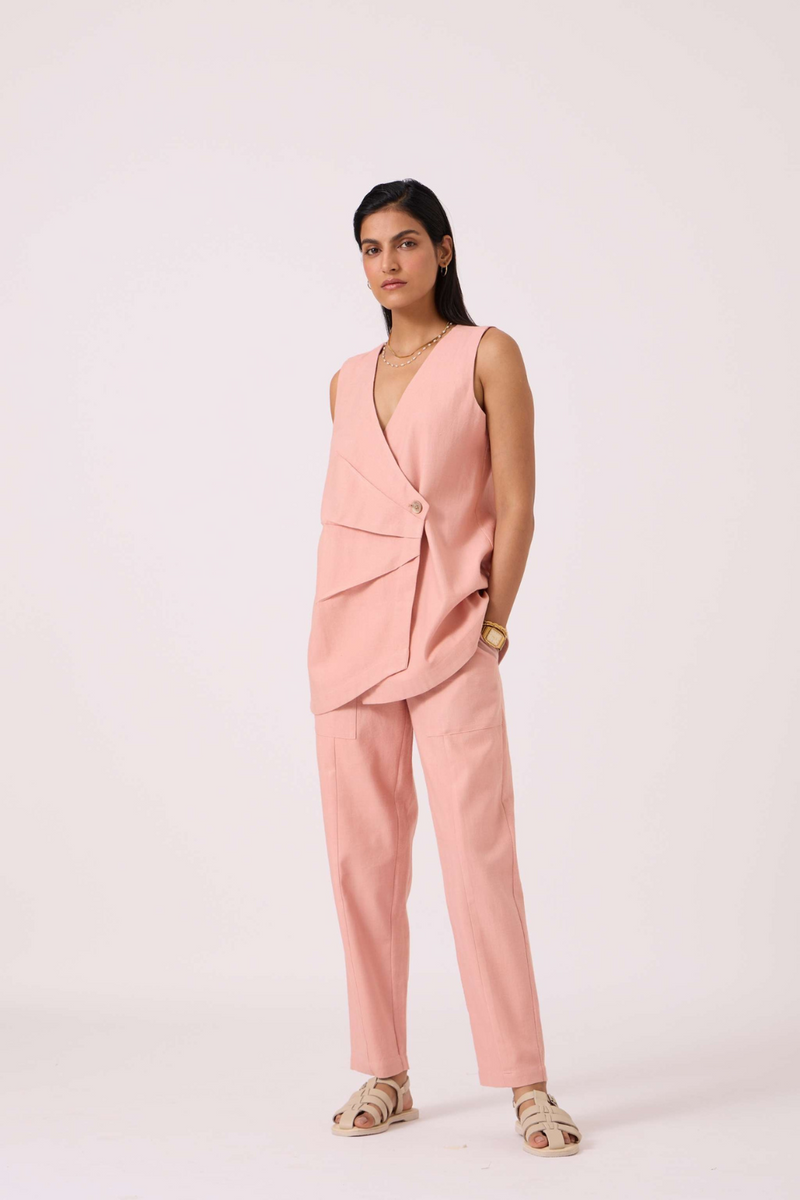 Victory Pink Handwoven Pants cotton by The Summer House in pink color for women in Singapore