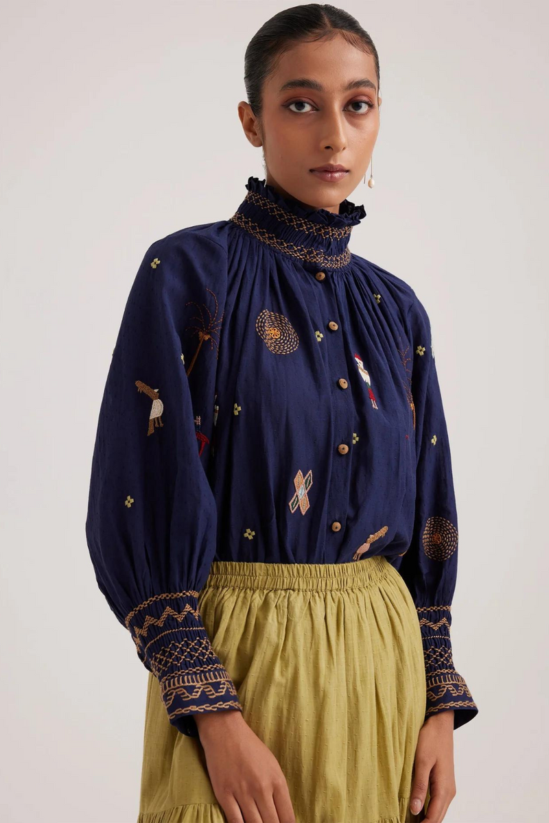 Farmer Top-Folk Ink cotton by CORD for women in Singapore