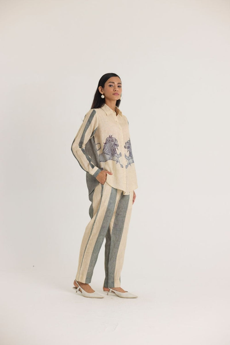 PAWS LINEN CO-ORD SET linen by Yam in white color for women in Singapore