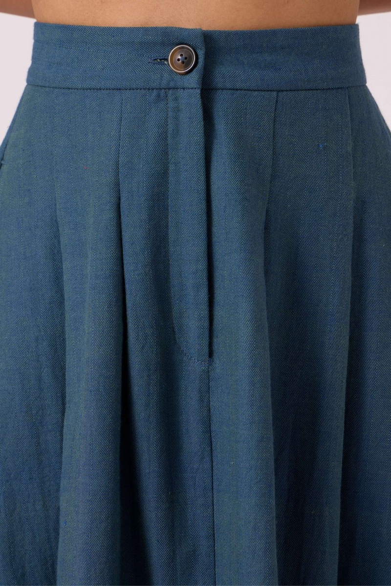Eliot Blue Handwoven Skirt cotton by The Summer House in green color for women in Singapore