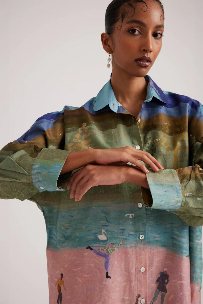 Como Long Shirt-Skater satin by CORD for women in Singapore