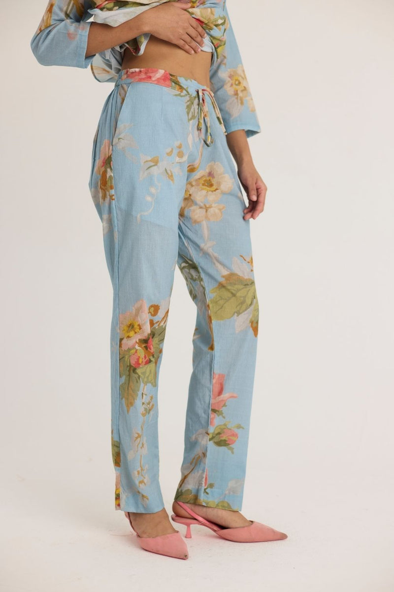 TAFFY LONG COTTON KURTA SET cotton by Yam in blue color for women in Singapore