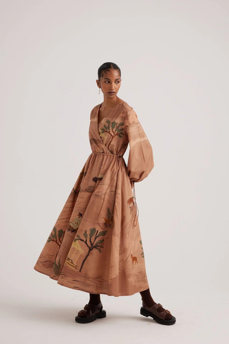 Drawstring Dress-Derby satin by CORD for women in Singapore