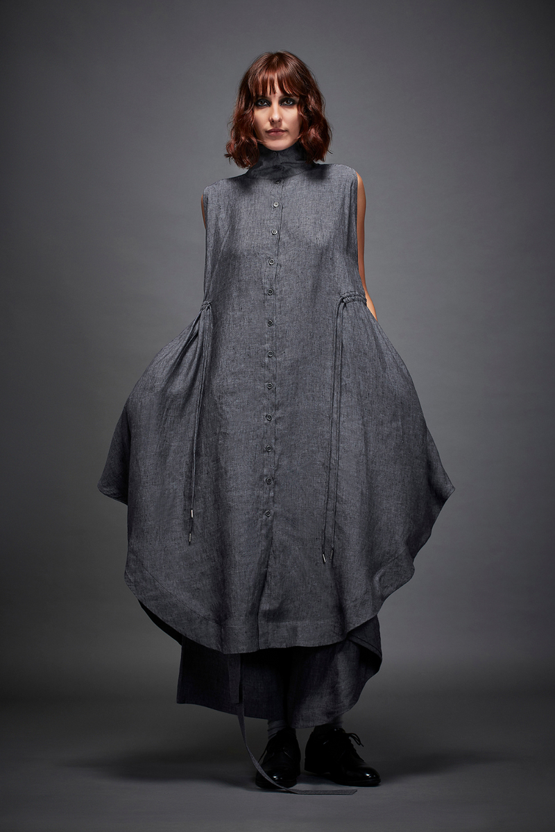 GRETA DRESS linen by Chola in grey color for women in Singapore