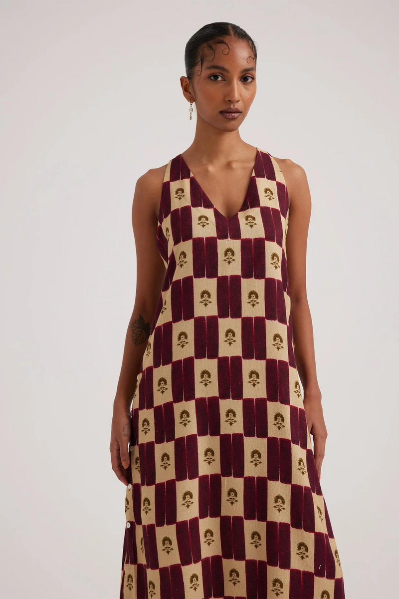 Zen Dress-Stamp Checks rayon by CORD for women in Singapore