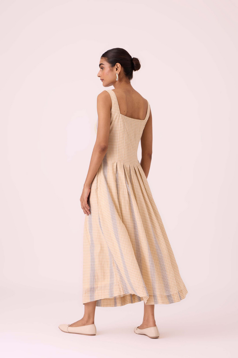 Bosie Beige Handwoven Dress cotton by The Summer House in pink color for women in Singapore