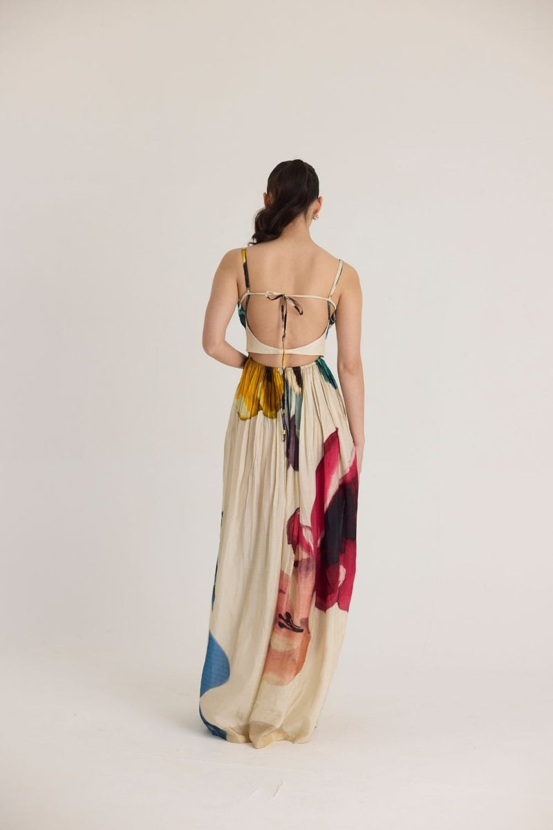 LILA BACKLESS DRESS silk by Yam in white color for women in Singapore