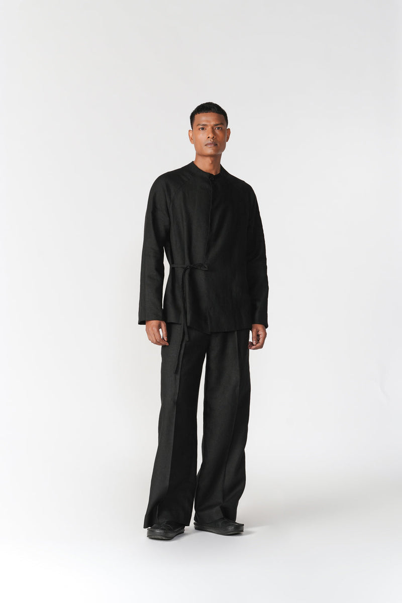 Overlapping Front Panel Jacket jacket/overlay by Turn Black in black for men in Singapore