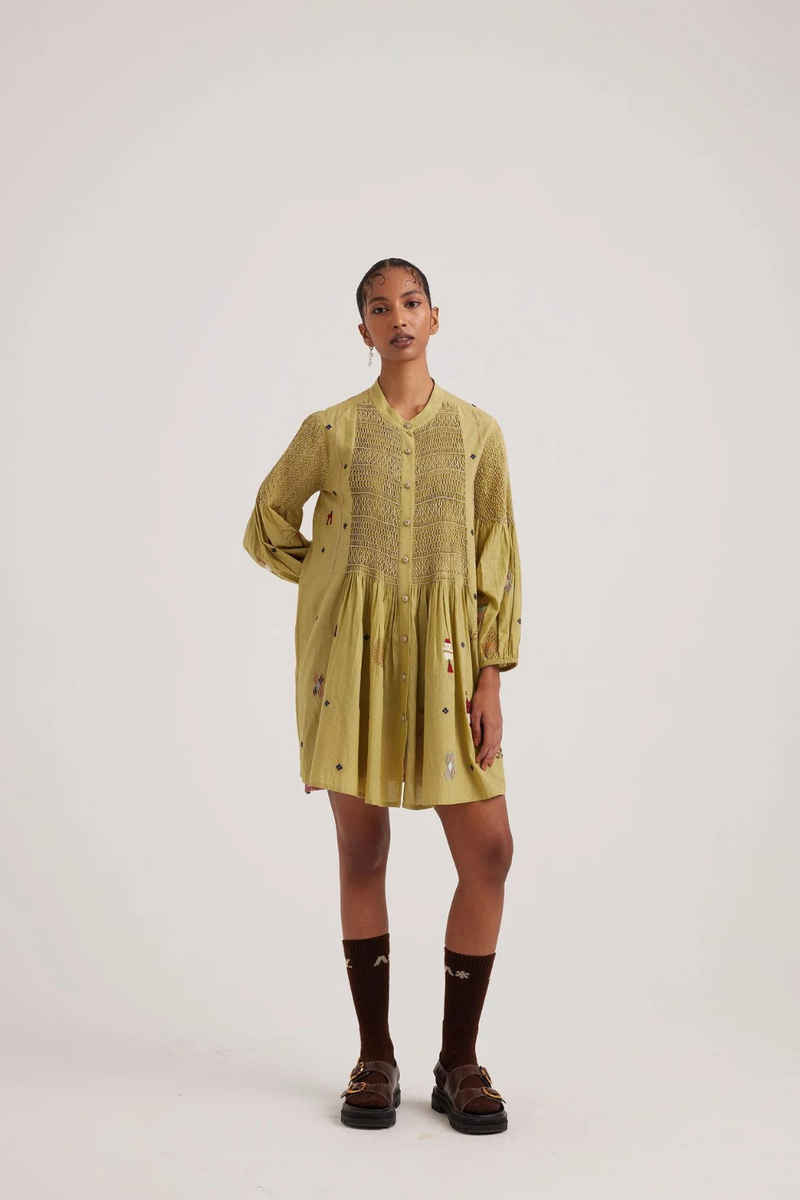 Porto Top-Folk Green cotton by CORD for women in Singapore