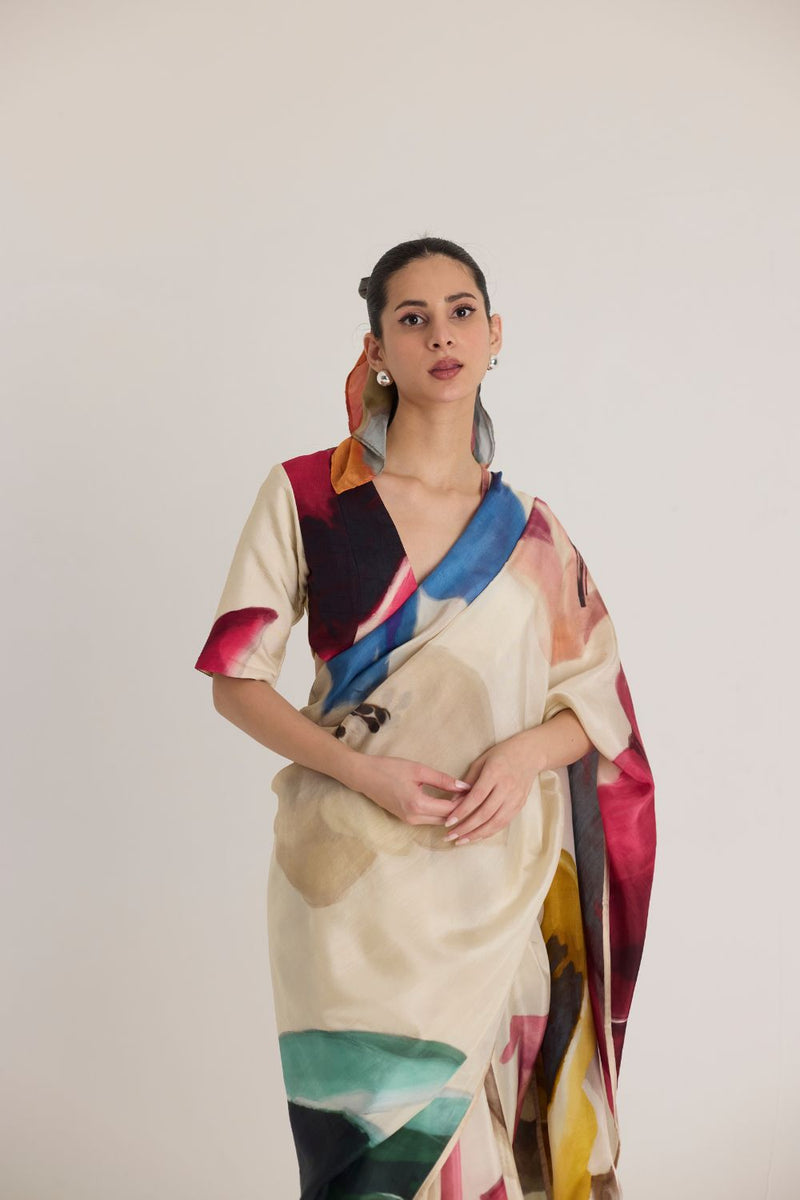 LILA BLOUSE silk by Yam in white color for women in Singapore