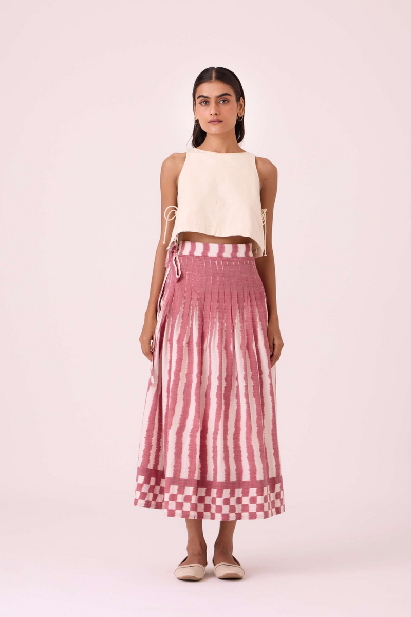 Levin Rhubarb Striped Ikat Skirt cotton by The Summer House for women in Singapore