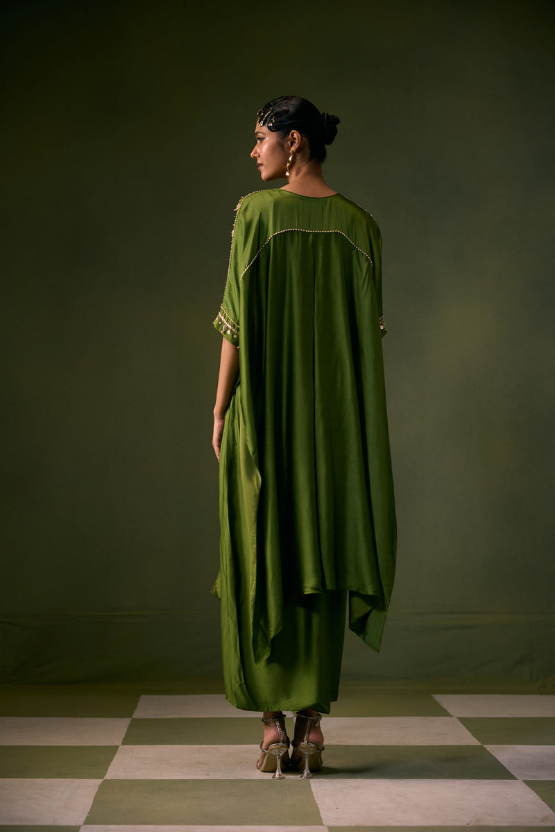 Nexa Antifit Top with Wrap Skirt vegan satin indo-western by PRAHNAAYA in musturd yellow for women in Singapore