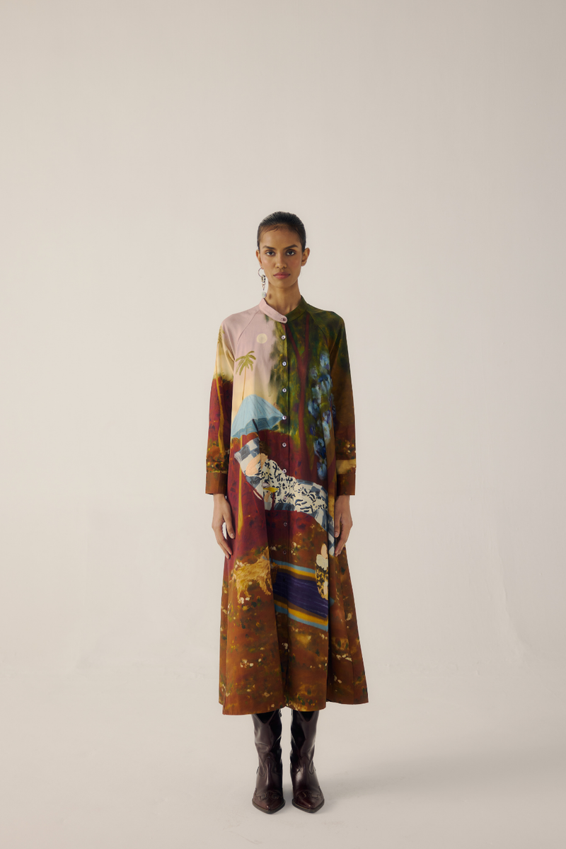 A-LINE LONG DRESS-Lakeside satin by CORD for women in Singapore