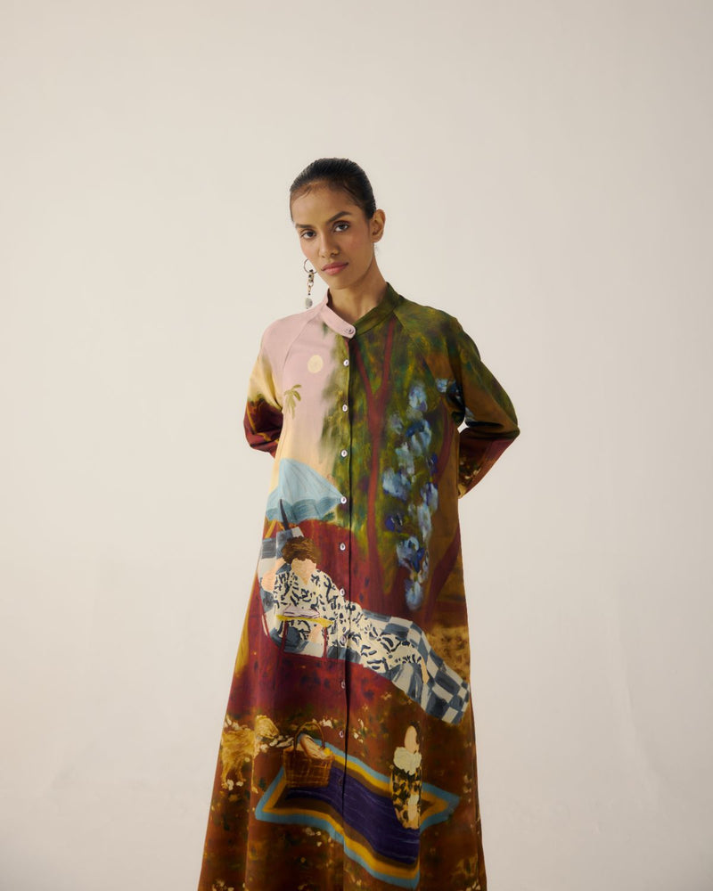 A-LINE LONG DRESS-Lakeside satin by CORD for women in Singapore