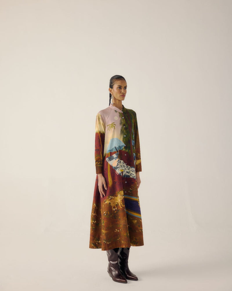A-LINE LONG DRESS-Lakeside satin by CORD for women in Singapore
