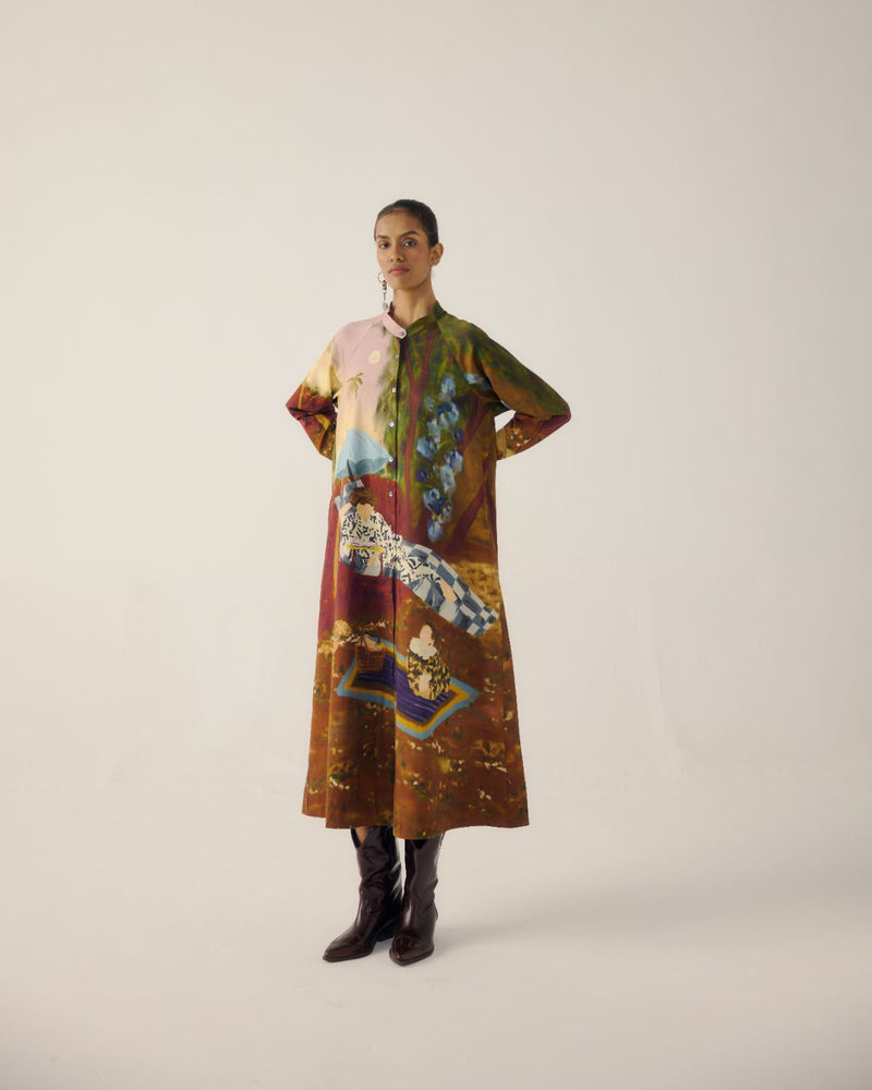 A-LINE LONG DRESS-Lakeside satin by CORD for women in Singapore