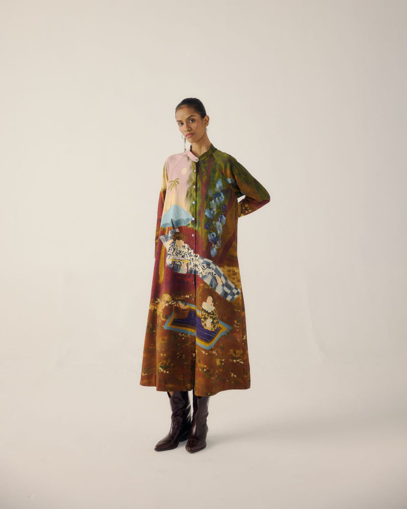 A-LINE LONG DRESS-Lakeside satin by CORD for women in Singapore
