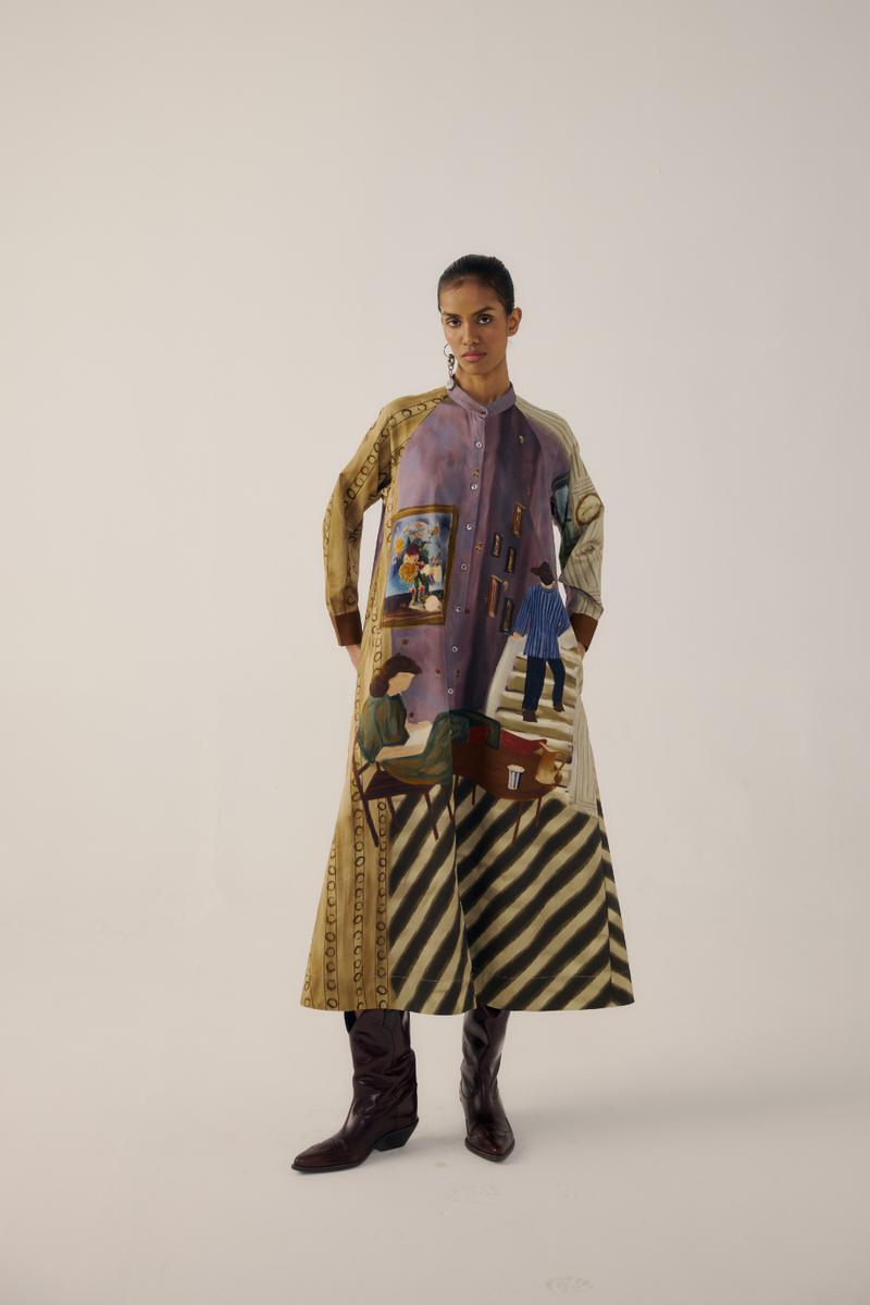 A-LINE LONG DRESS-Living Room satin by CORD for women in Singapore