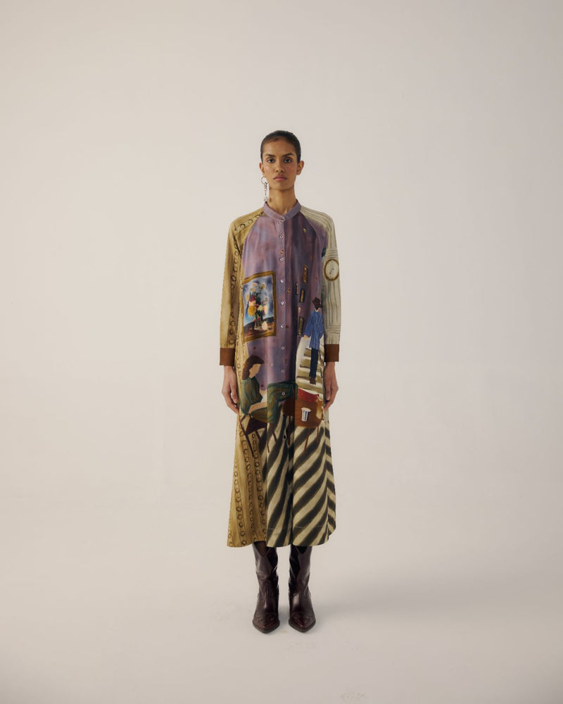 A-LINE LONG DRESS-Living Room satin by CORD for women in Singapore