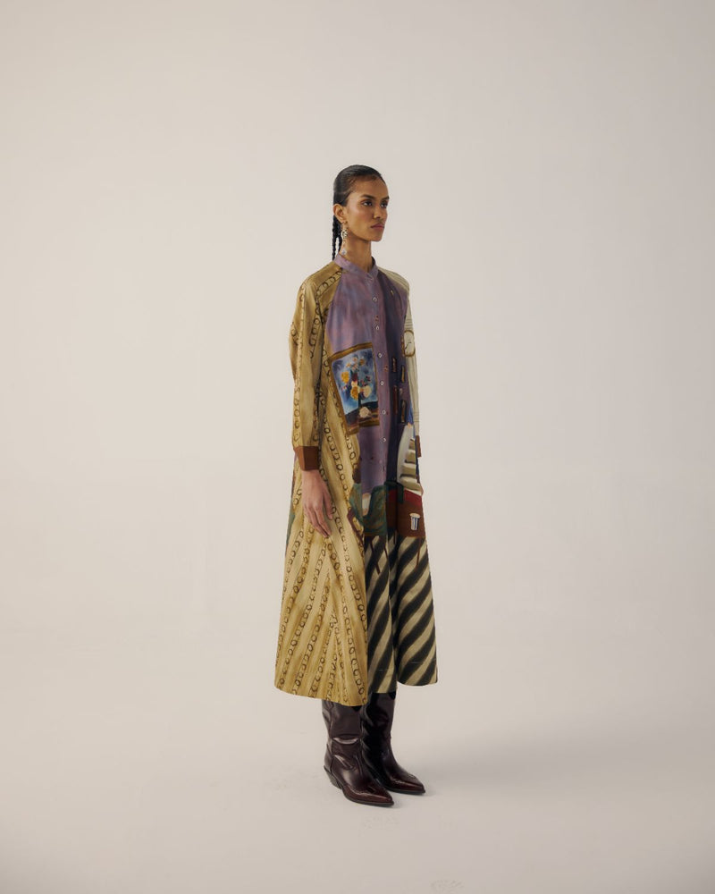 A-LINE LONG DRESS-Living Room satin by CORD for women in Singapore