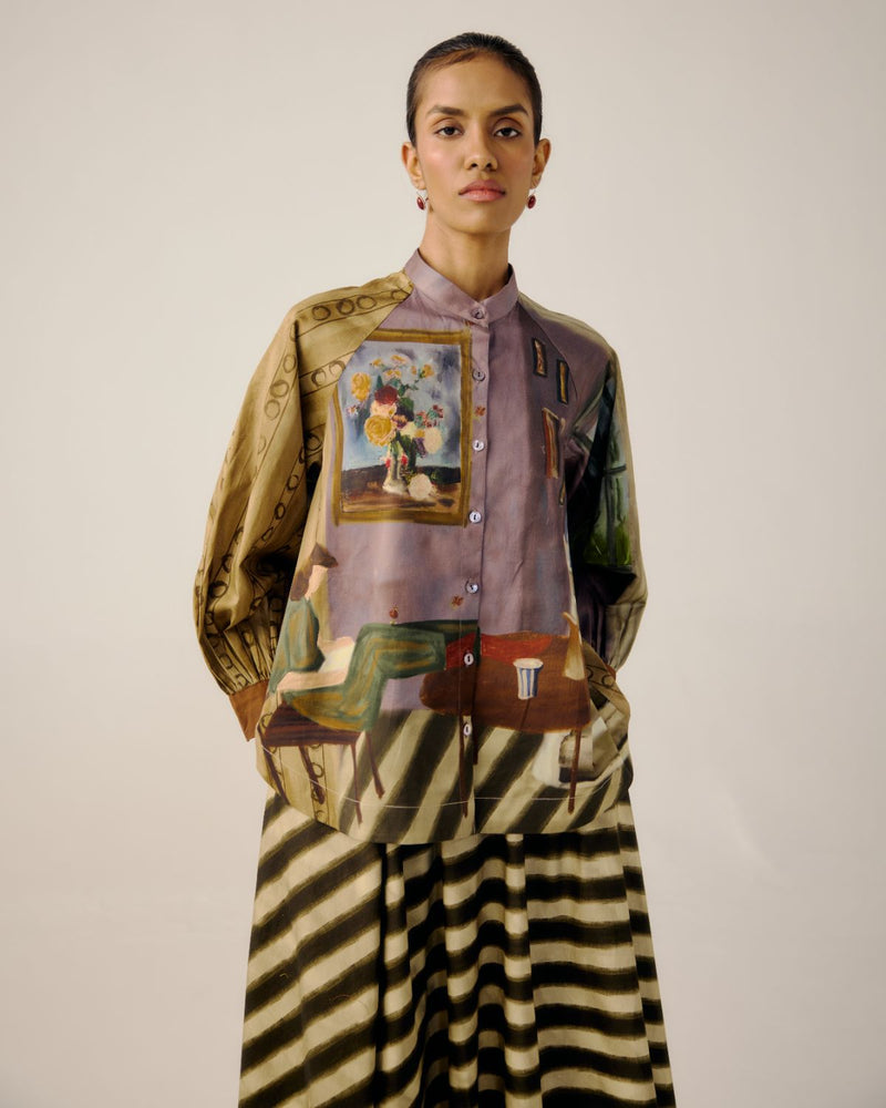 A-LINE SHIRT SET-Living Room satin by CORD for women in Singapore