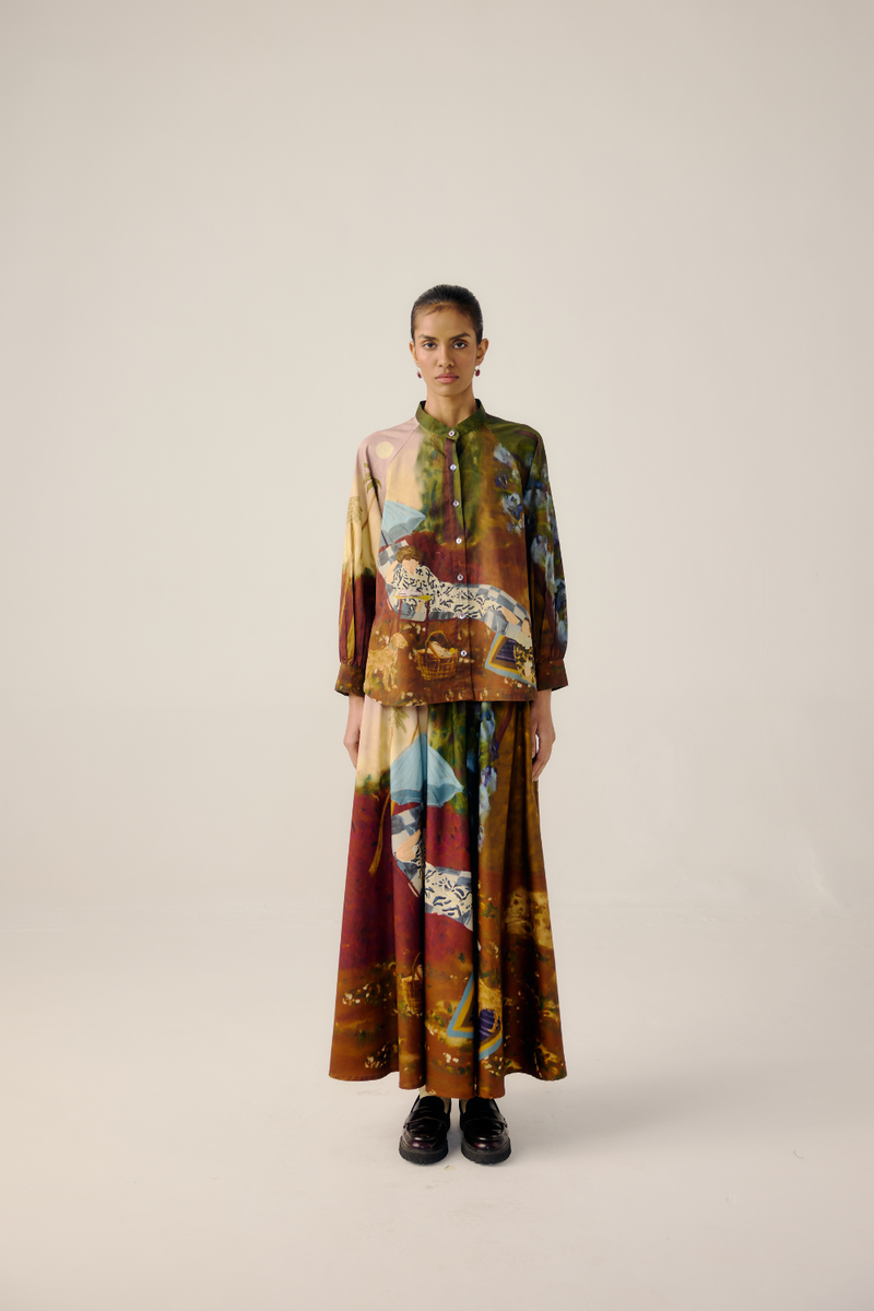 A-LINE SHIRT SET-Lakeside satin by CORD for women in Singapore