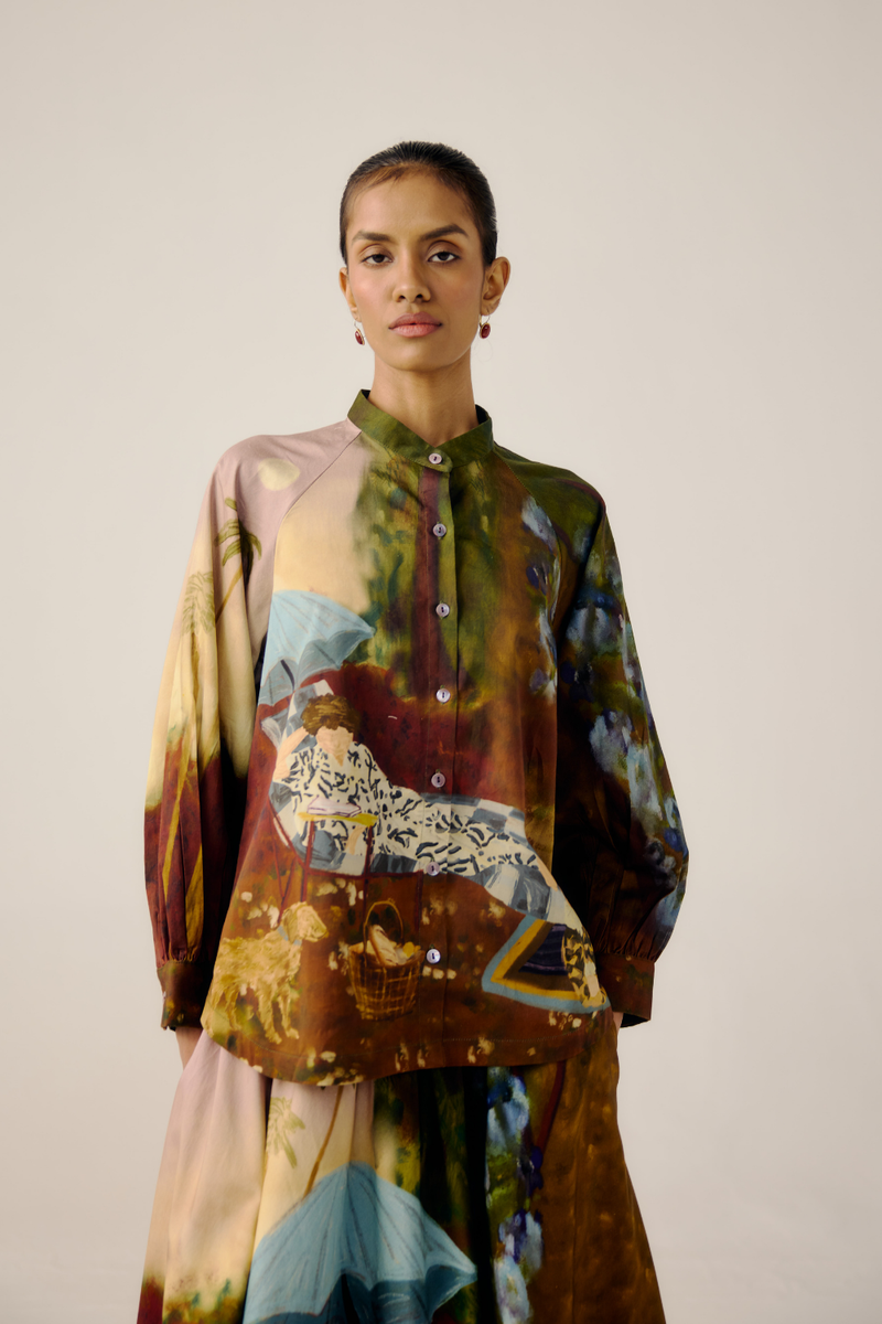 A-LINE SHIRT-Lakeside satin by CORD for women in Singapore