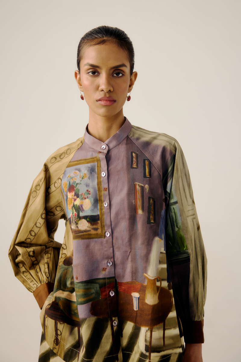 A-LINE SHIRT-Living Room satin by CORD for women in Singapore
