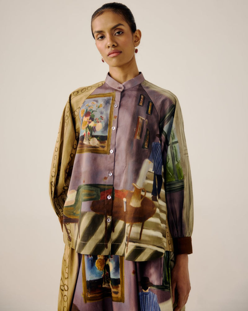 A-LINE SHIRT-Living Room satin by CORD for women in Singapore