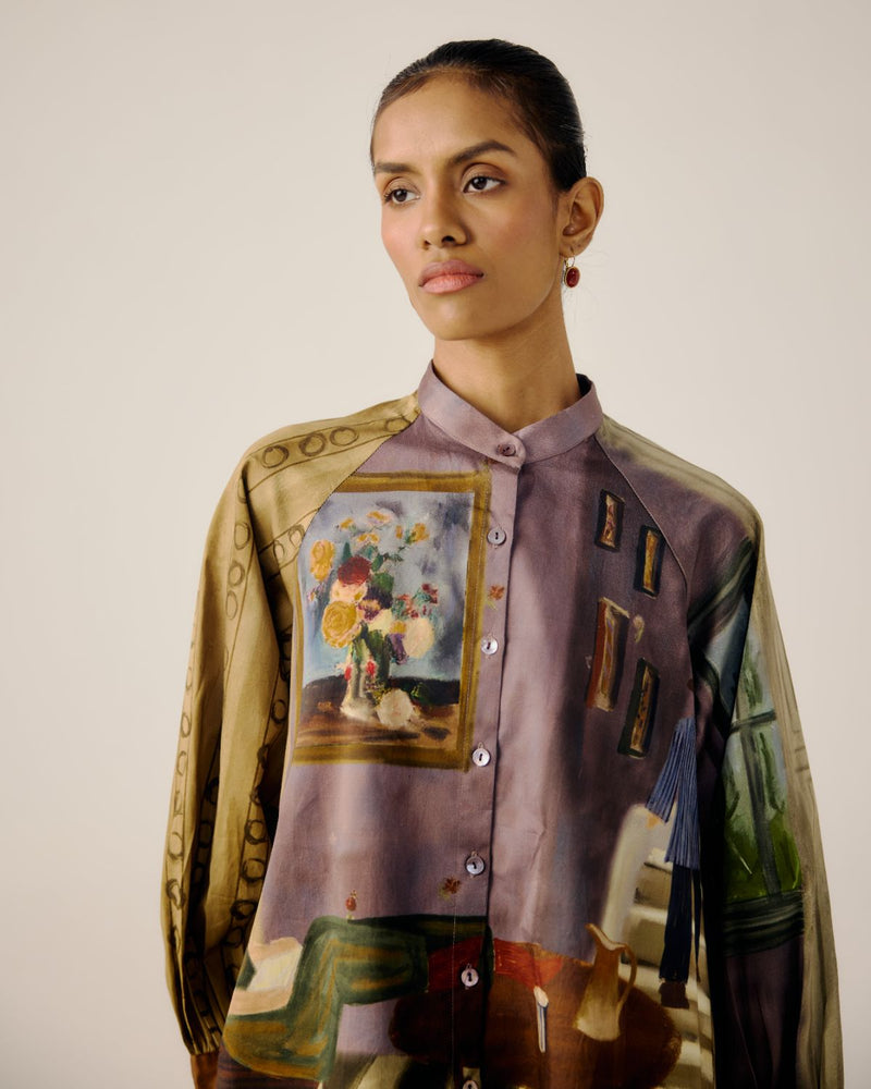 A-LINE SHIRT-Living Room satin by CORD for women in Singapore