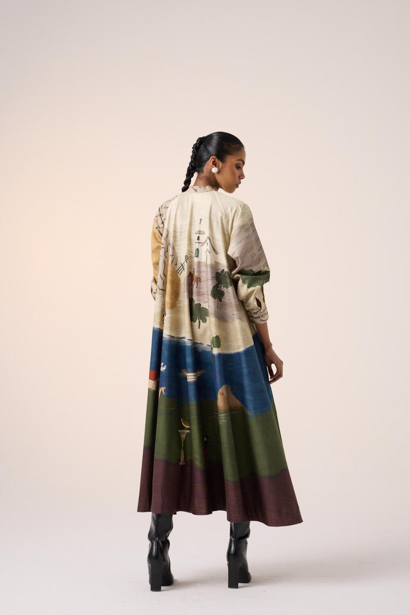 A-LINE LONG DRESS -VILLAGE PRINT cotton by CORD for women in Singapore