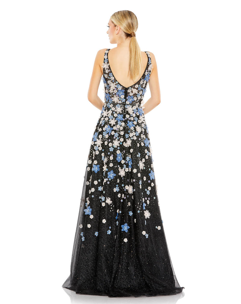 MD-A11169 Embroidered Flared Gown-Black by Mac Duggal in black color for women in Singapore