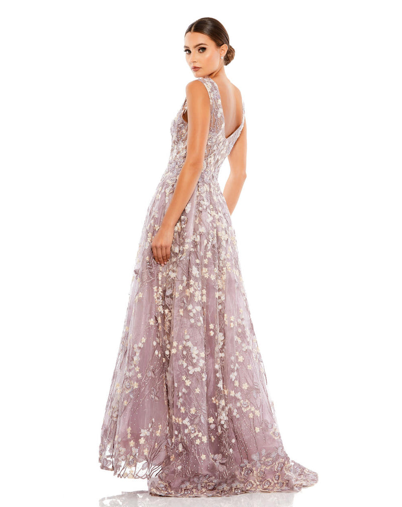 MD-A20131 Embroidered Flared Gown-Purple by Mac Duggal in purple color for women in Singapore