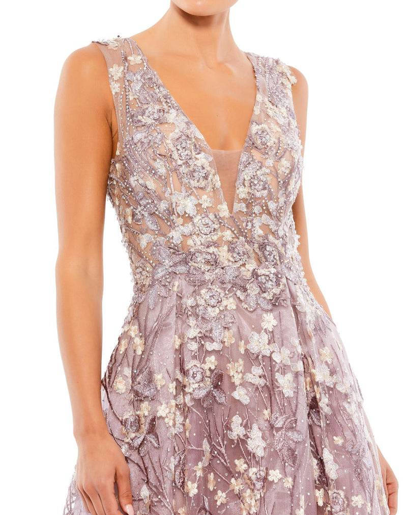 MD-A20131 Embroidered Flared Gown-Purple by Mac Duggal in purple color for women in Singapore