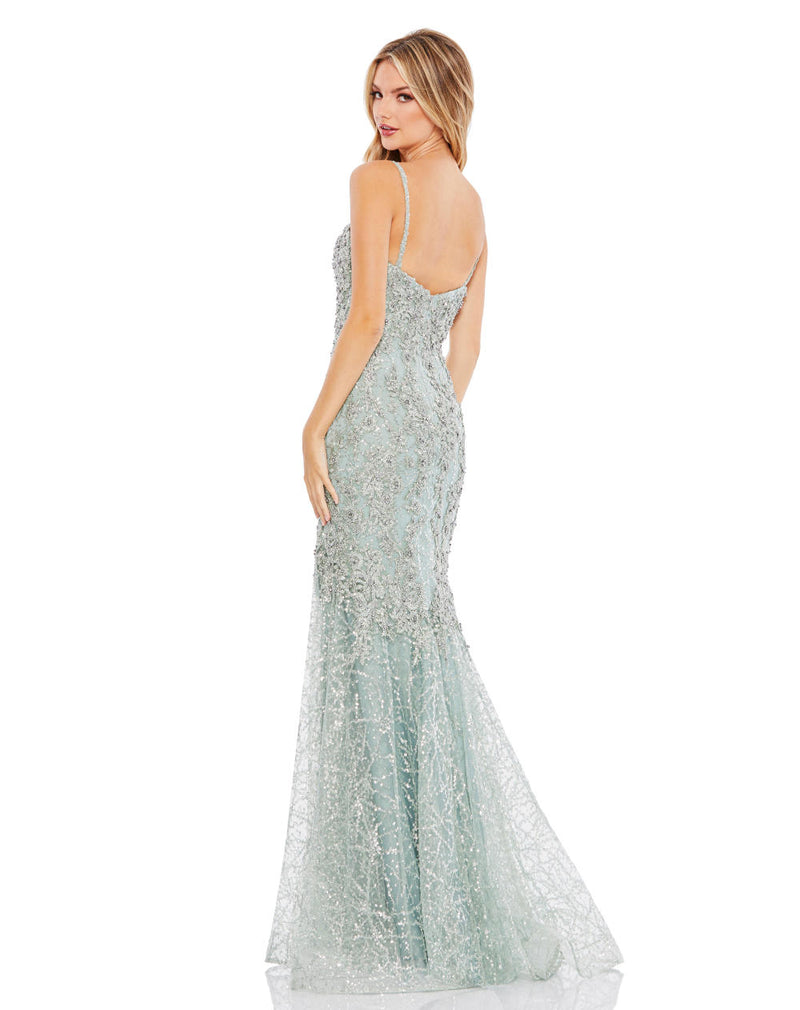 MD-A20242 Embroidered Long Gown-Green by Mac Duggal in green color for women in Singapore