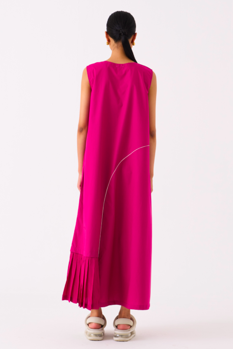 RAINDROP DRESS-FUSCHIA poplin by THREE for women in Singapore