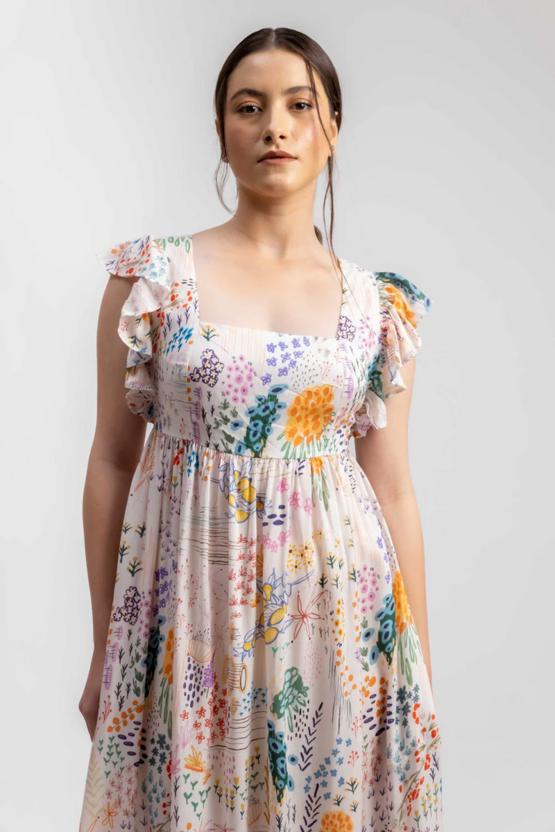 LILY PRINTED DRESS mul by Doodlage in multi color for women in Singapore