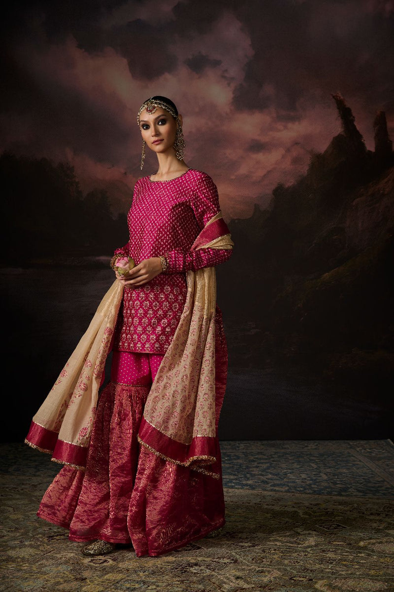 AAFREEN KURTA chanderi by SWATTI KAPOOR in pink color for women in Singapore