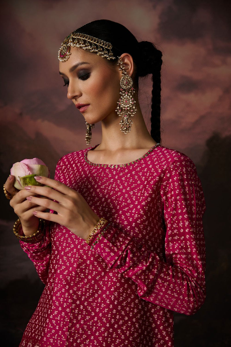 AAFREEN KURTA chanderi by SWATTI KAPOOR in pink color for women in Singapore