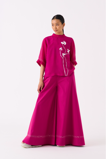 POPPY TOP-FUSCHIA organza by THREE for women in Singapore