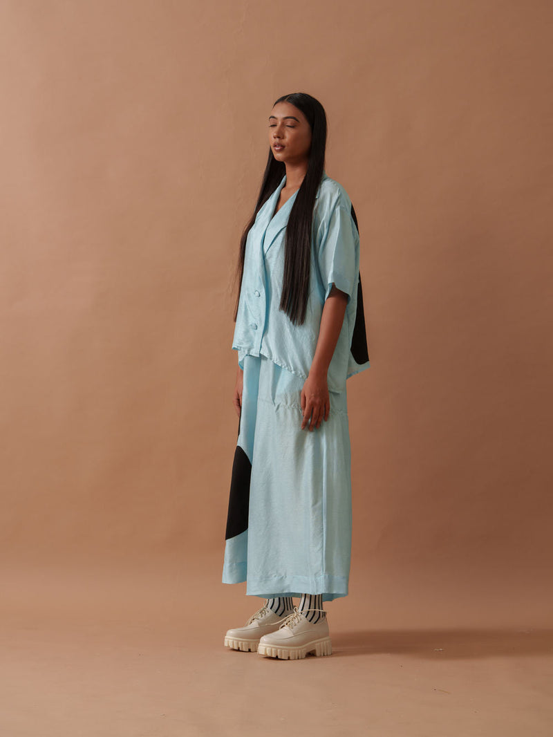 Gunpowder Flo Pants Blue mysore silk pant/trouser by Stoique in blue, black for women in Singapore