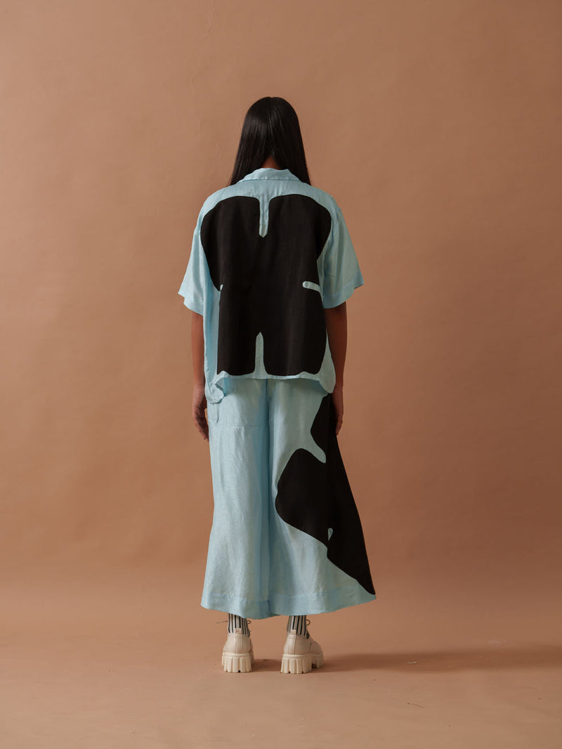 Gunpowder Flo Pants Blue mysore silk pant/trouser by Stoique in blue, black for women in Singapore