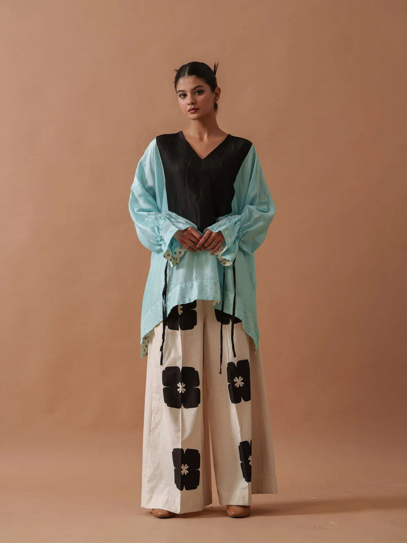 Blush Top upada silk top/shirt by Stoique in blue, black for women in Singapore
