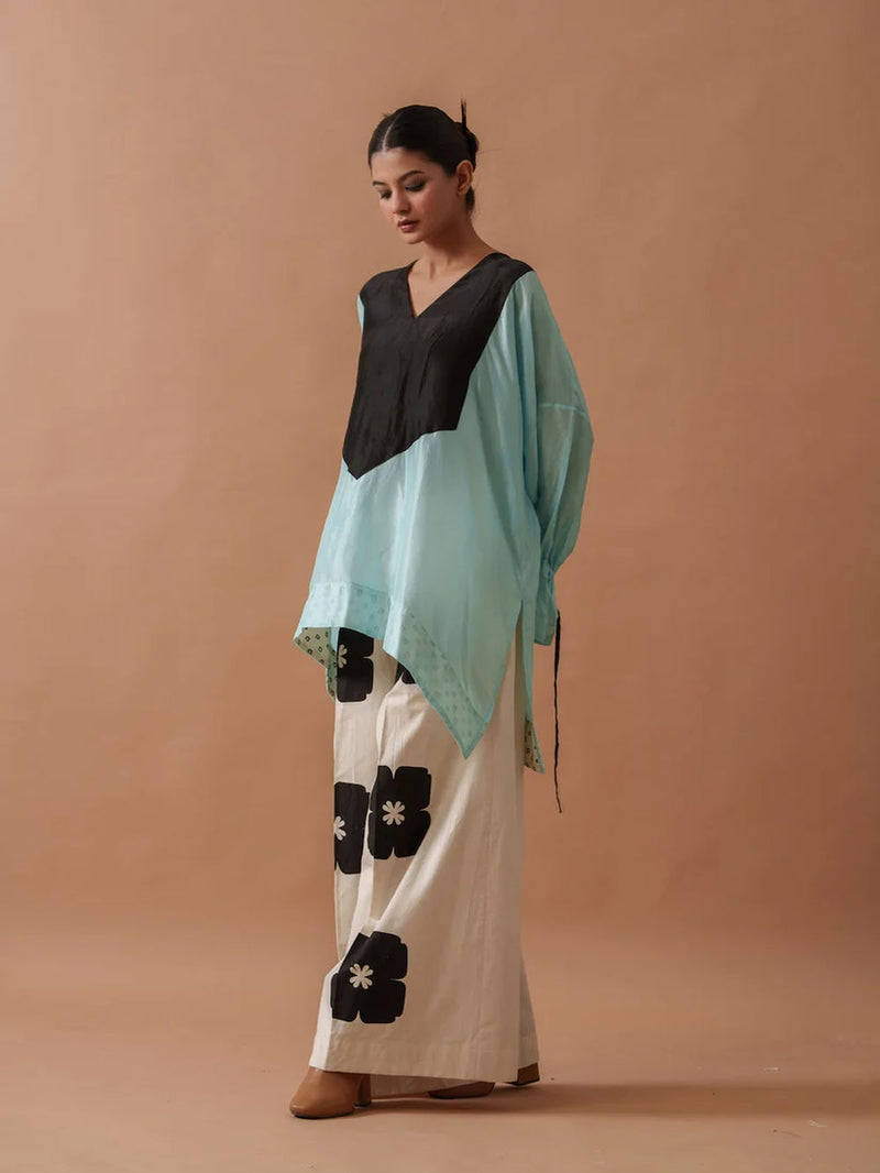 Blush Top upada silk top/shirt by Stoique in blue, black for women in Singapore