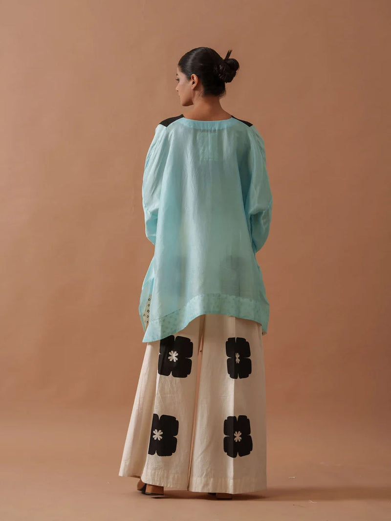 Blush Top upada silk top/shirt by Stoique in blue, black for women in Singapore